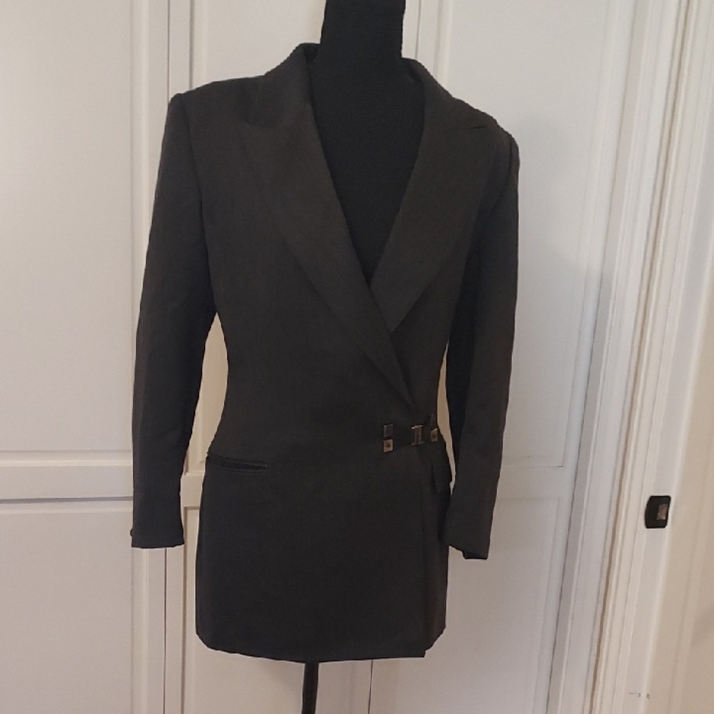 Fiocchi Italian Designer Suit Jacket Blazer Gray Size 6 Vintage